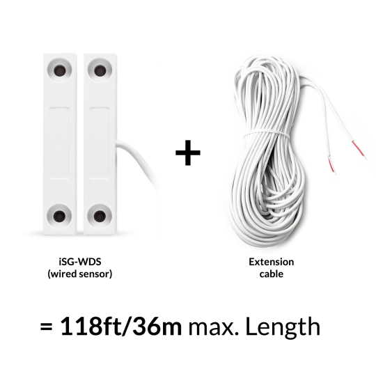 98ft (30m) long extension cable to connect ismartgate PRO to multiple openers or extend the length of the iSG-WDS sensor.